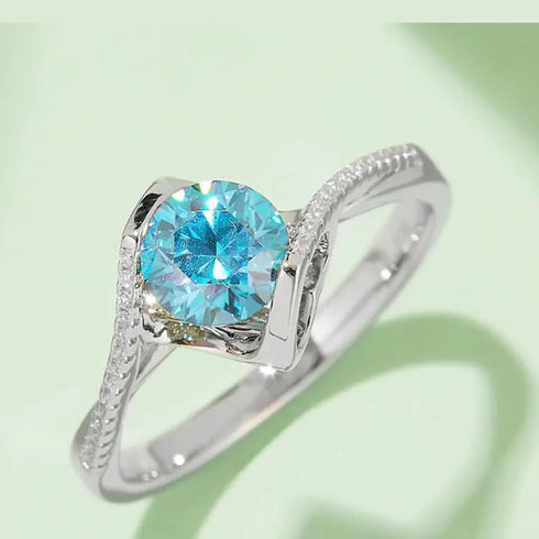 1CT 6.5mm 925 Sterling Silver Moissanite Ring