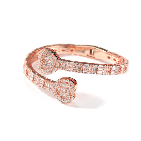 6MM Baguette Heart Wrist Bangle Bracelet