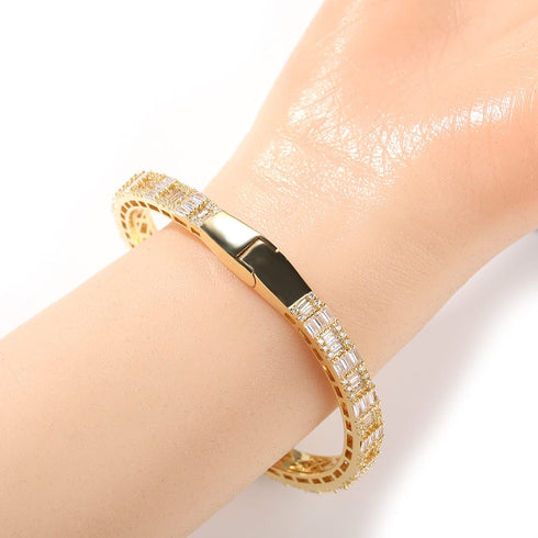 6MM Baguette Heart Wrist Bangle Bracelet