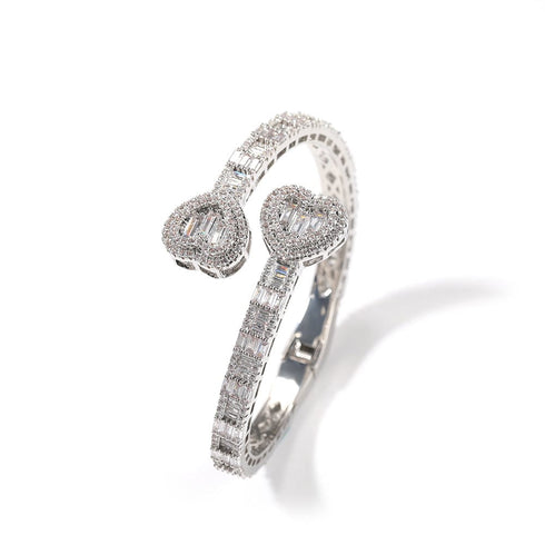 6MM Baguette Heart Wrist Bangle Bracelet