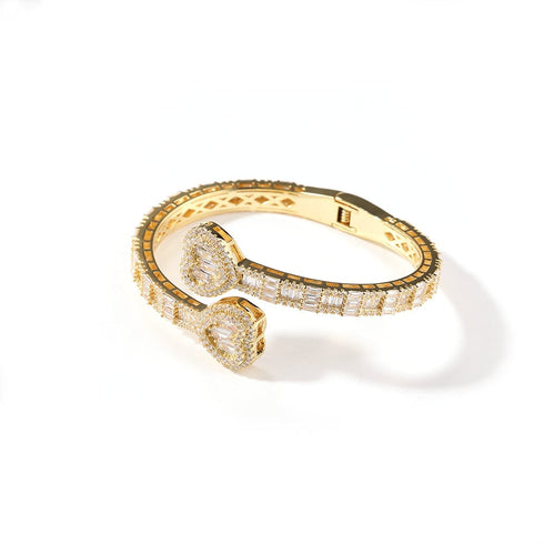 6MM Baguette Heart Wrist Bangle Bracelet