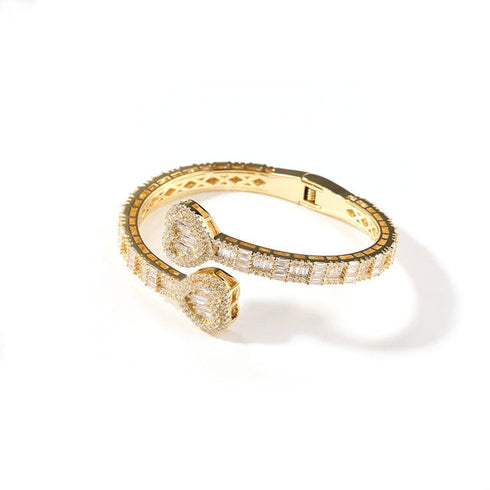 6MM Baguette Heart Wrist Bangle Bracelet