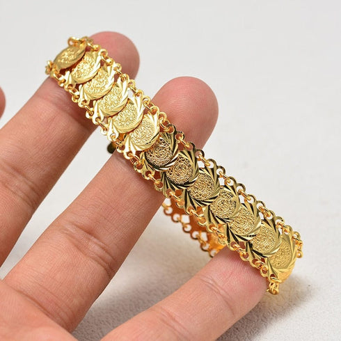 Gold Coin Bangle Bracelet