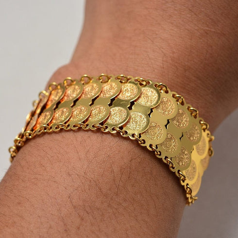 Gold Coin Bangle Bracelet