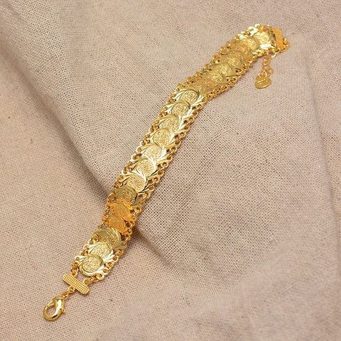 Gold Coin Bangle Bracelet