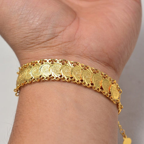 Gold Coin Bangle Bracelet