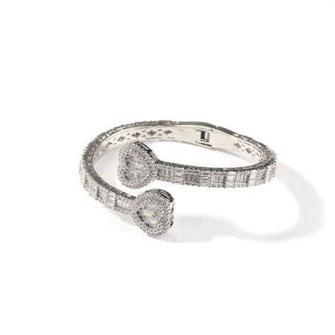 6MM Baguette Heart Wrist Bangle Bracelet