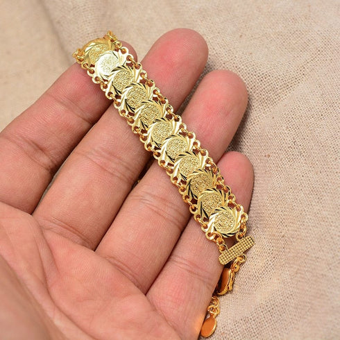 Gold Coin Bangle Bracelet