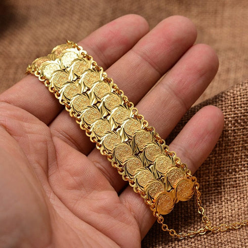 Gold Coin Bangle Bracelet