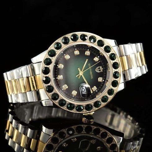 Gold Rollie Style Watch in Rotatable Bezel Sapphire Glass