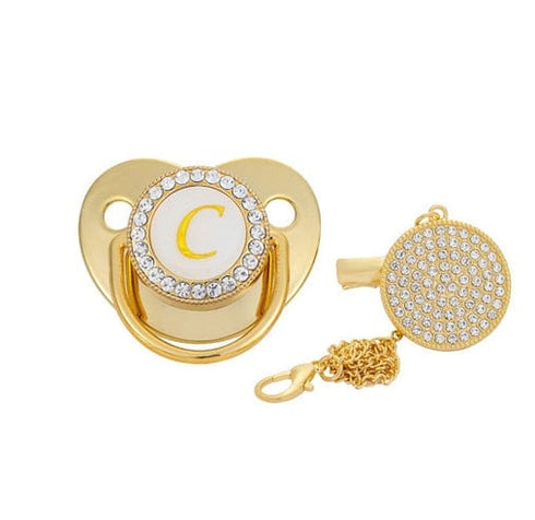 Custom Gold Bling Initial BPA Free Baby Pacifier