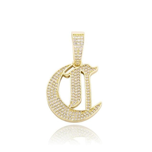 VVS Jewelry Old English Initial Pendant Necklace