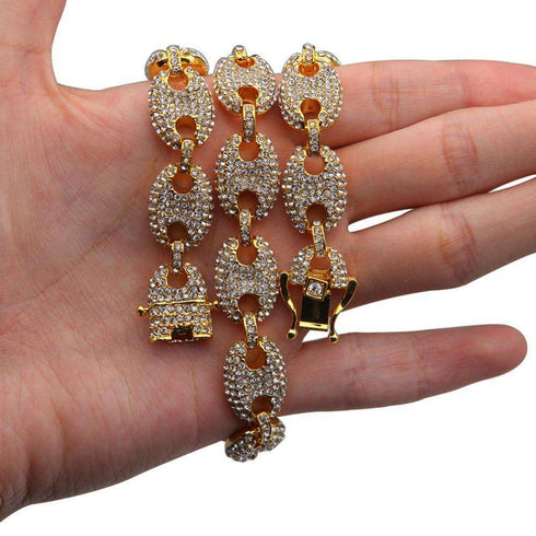 18k Gold CZ G-Link Chain