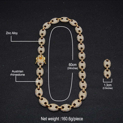 18k Gold CZ G-Link Chain