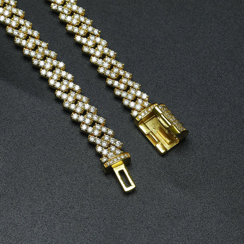 VVS Jewelry 925 Sterling Silver Iced Out Prong Moissanite Cuban Chain (Passes Diamond Check)