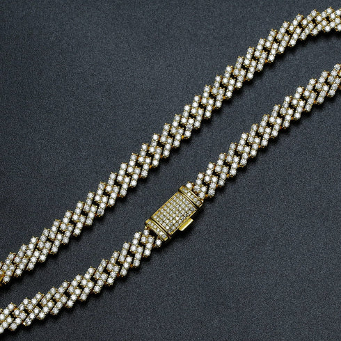 VVS Jewelry 925 Sterling Silver Iced Out Prong Moissanite Cuban Chain (Passes Diamond Check)
