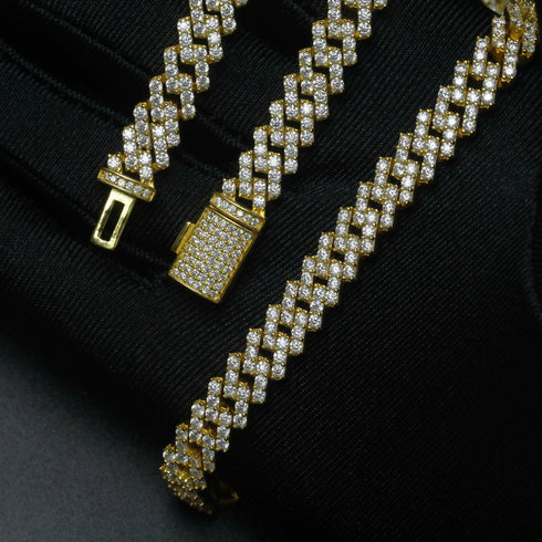 VVS Jewelry 925 Sterling Silver Iced Out Prong Moissanite Cuban Chain (Passes Diamond Check)