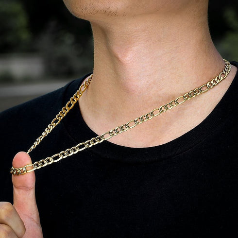 18k Gold/Silver 7mm Figaro Chain