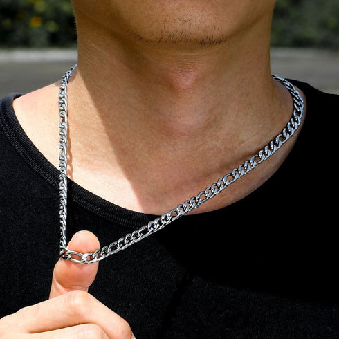 18k Gold/Silver 7mm Figaro Chain