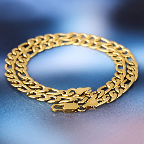 18k Gold/Silver 7mm Figaro Chain