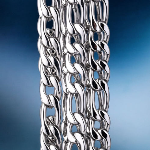 18k Gold/Silver 7mm Figaro Chain