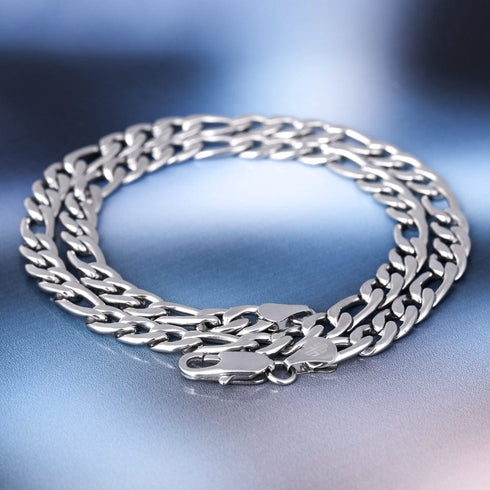 18k Gold/Silver 7mm Figaro Chain