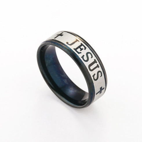 8mm Jesus Cross Engraved Ring