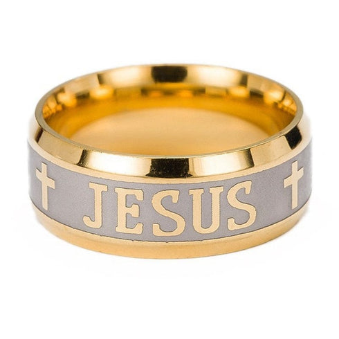 8mm Jesus Cross Engraved Ring