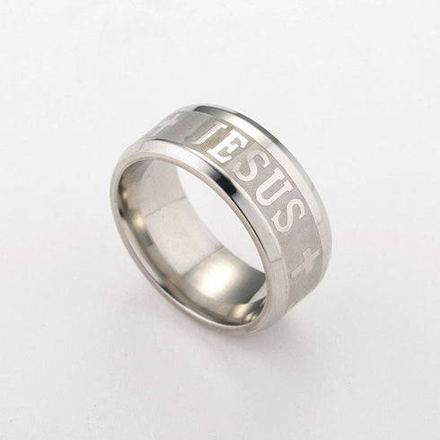 8mm Jesus Cross Engraved Ring