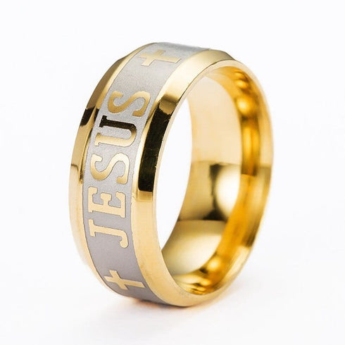 8mm Jesus Cross Engraved Ring