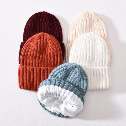 Chunky Silk Satin Lined Knitted Beanie