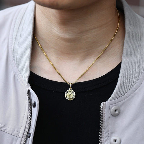 Circle Gold Initial Pendant Chain