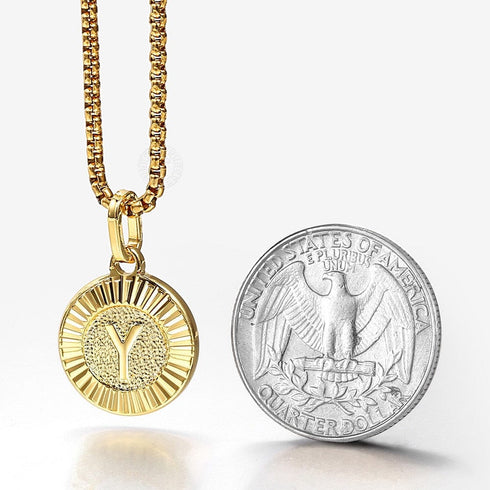 Circle Gold Initial Pendant Chain