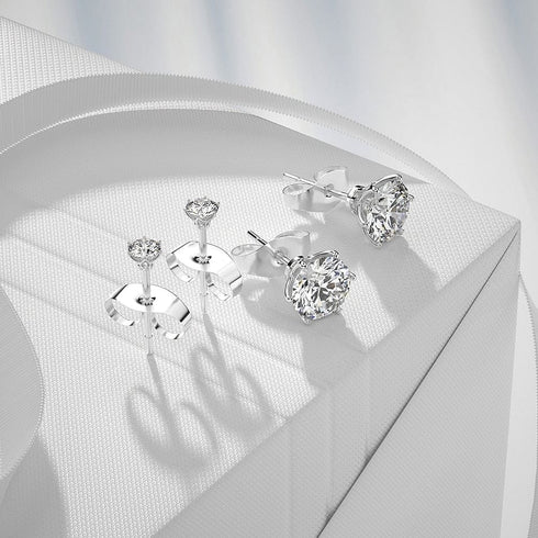 Classic 925 Sterling Silver 0.1-1 VVS Carat Moissanite Stud Earrings