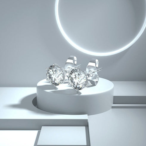 Classic 925 Sterling Silver 0.1-1 VVS Carat Moissanite Stud Earrings