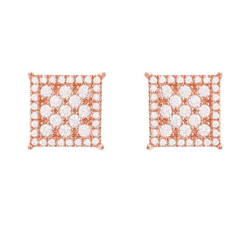 Classic Square 925 Silver Moissanite Iced Stud Earrings