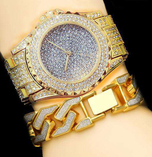 Bling Geometric Bracelet + Watch Set