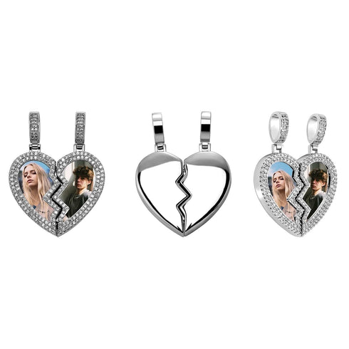 Couple Custom Heart Photo Pendant Necklace