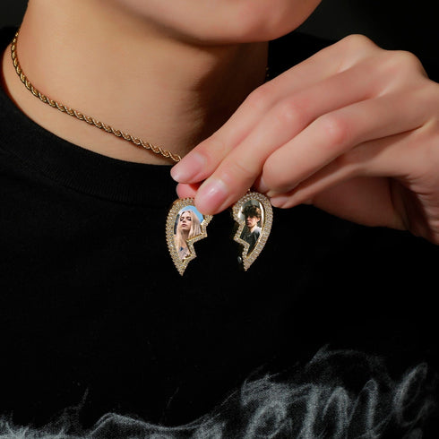 Couple Custom Heart Photo Pendant Necklace