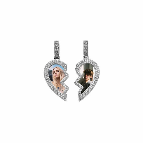 Couple Custom Heart Photo Pendant Necklace