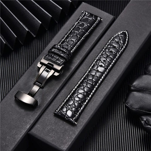 Crocodile Pattern with Automatic Buckle Men Watch Strap