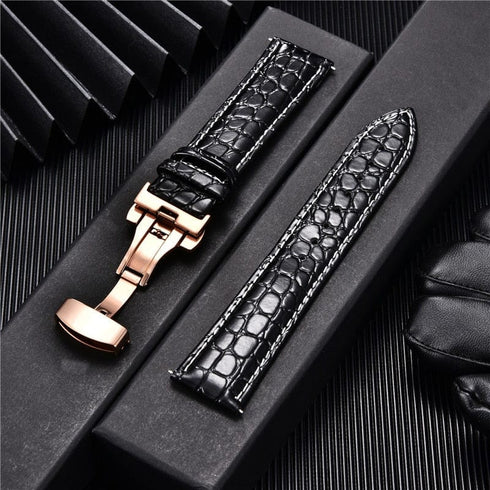 Crocodile Pattern with Automatic Buckle Men Watch Strap