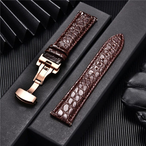 Crocodile Pattern with Automatic Buckle Men Watch Strap