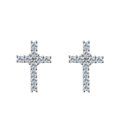 Cross 925 Silver Moissanite Iced Cross Earrings