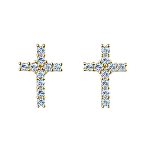 Cross 925 Silver Moissanite Iced Cross Earrings