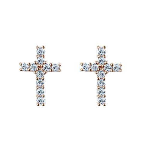 Cross 925 Silver Moissanite Iced Cross Earrings