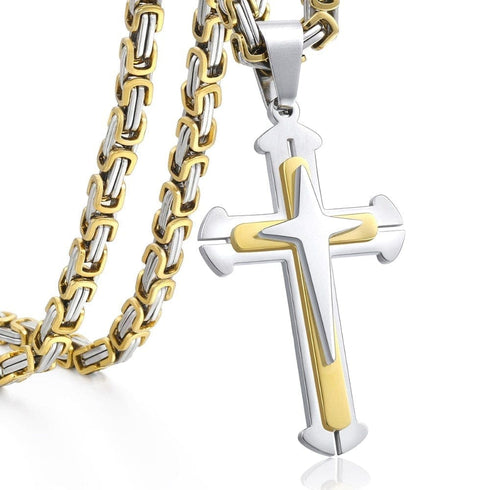 Vintage Cross Byzantine Pendant Necklace