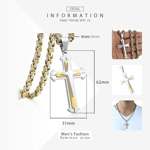 Vintage Cross Byzantine Pendant Necklace