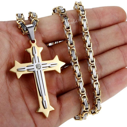 Vintage Cross Byzantine Pendant Necklace