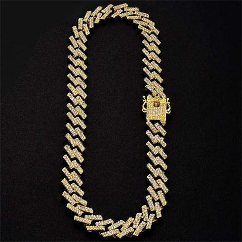 18k Thicc 15mm Gold/SIlver S-Link Cuban Chain & FREE Cuban Bracelet Bundle